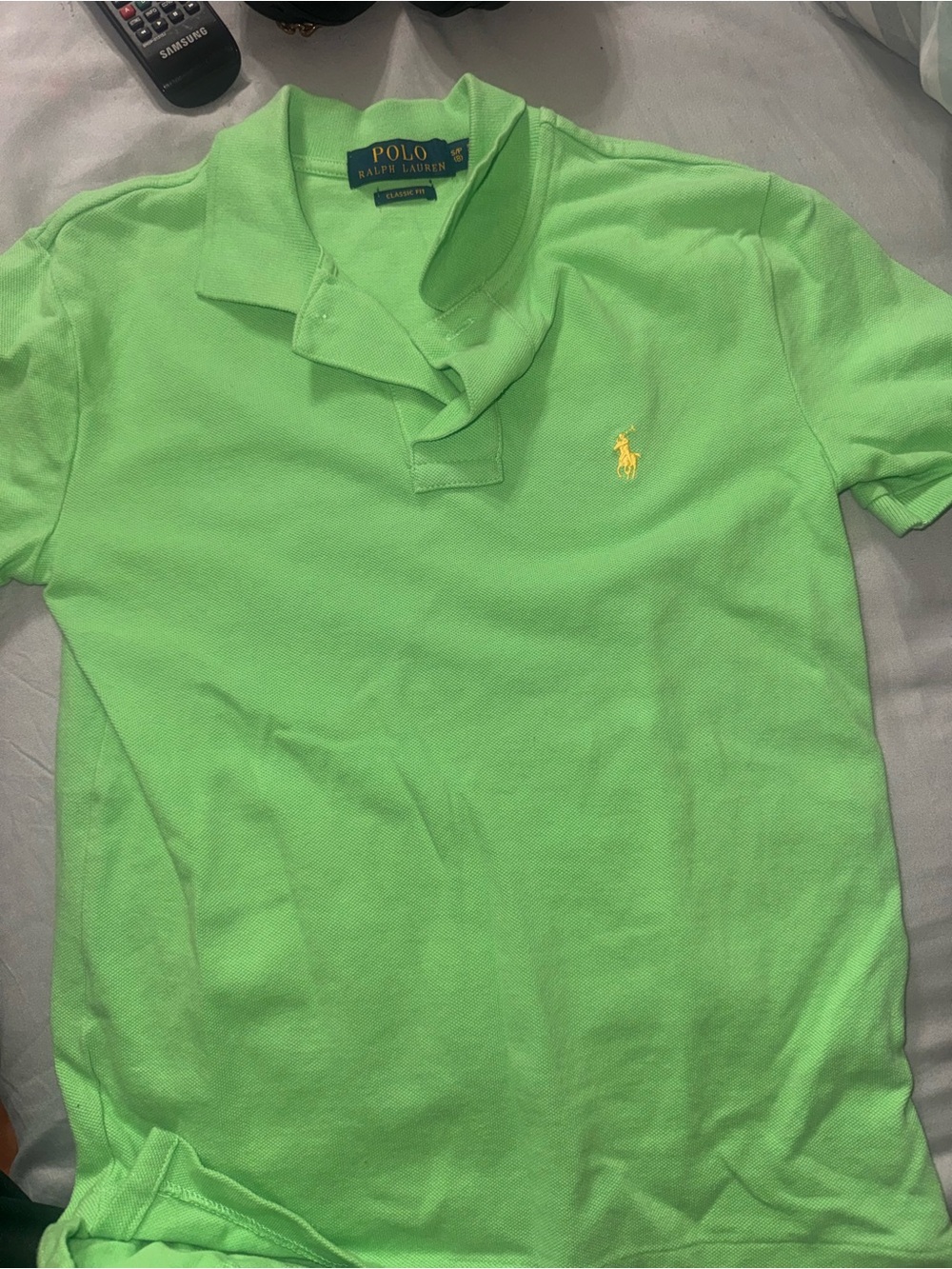 Ralph Lauren Green Polo Shirt with Yellow Logo - Kids
